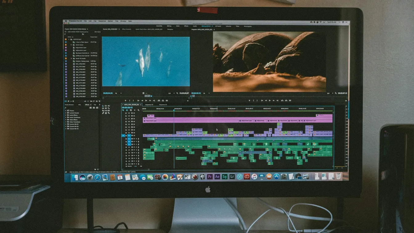 a computer monitor with a video editing program on it